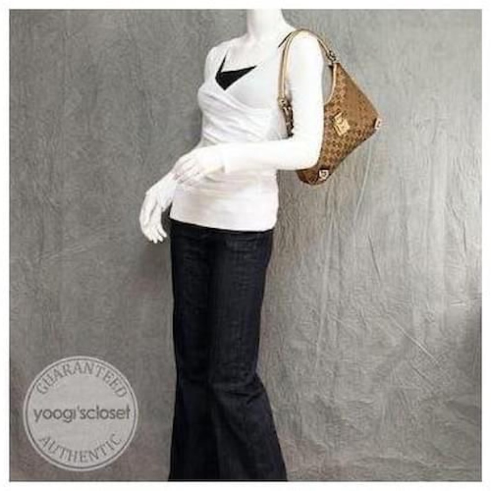 Authentic GUCCI GG Fabric Abbey Medium D-Ring Hobo Bag Gold Golden Brown - Picture 14 of 14